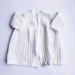 Vintage Knit Handmade Baby White Sweater Coat